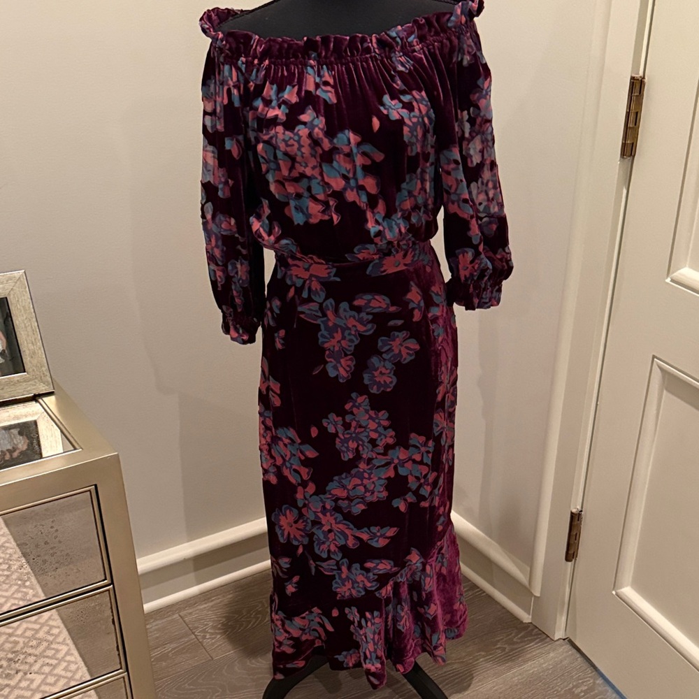 SALONI Long Sleeve Floral Dress in Purple and Pink